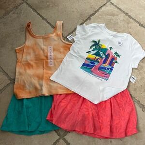 NWT Old Navy Girls Size 10-12 Lot 4pc Terry Skorts Graphic Tee Tie Dye Tank Fun